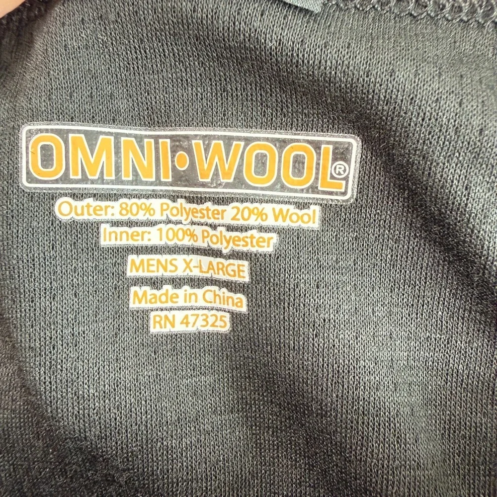 Omni Wool Mens Merino Wool Blend Thermal Base Layer Sz XL Black Long Underwear